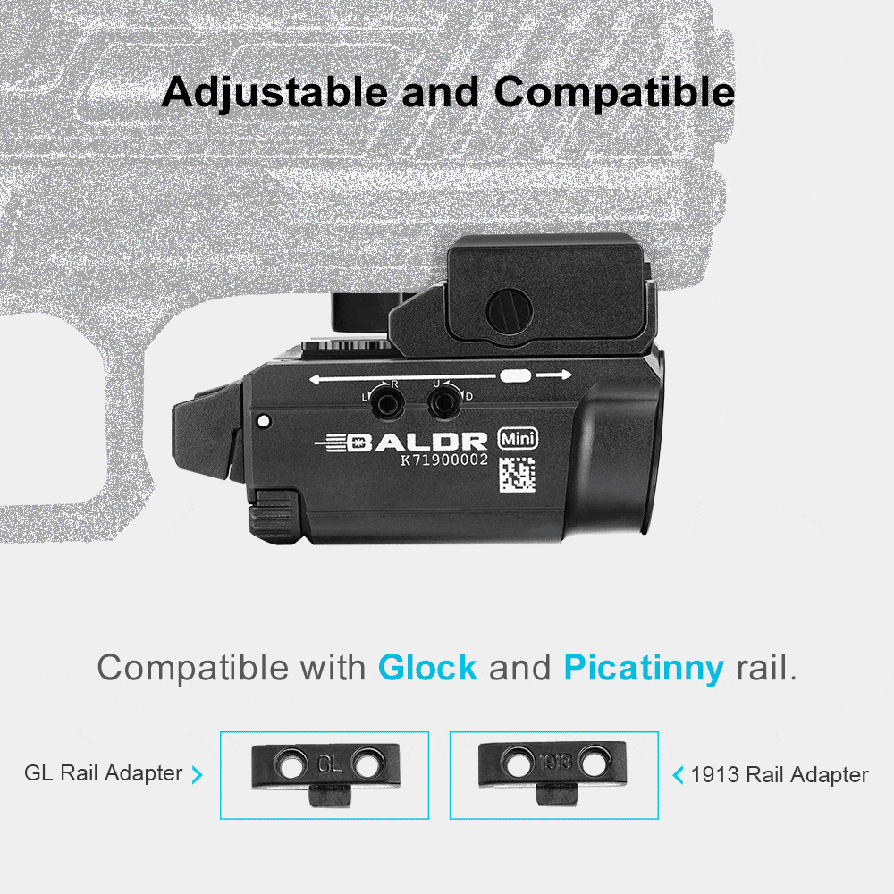 Тактический фонарь Baldr Mini 600 люмен с зелёным лазером и Baldr RL  Mini с красным лазером